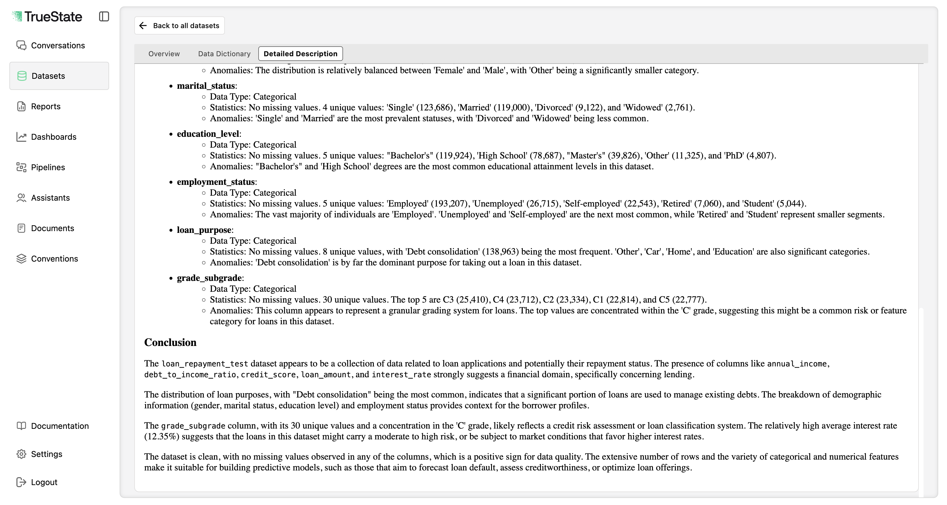 Automated data profiling dashboard