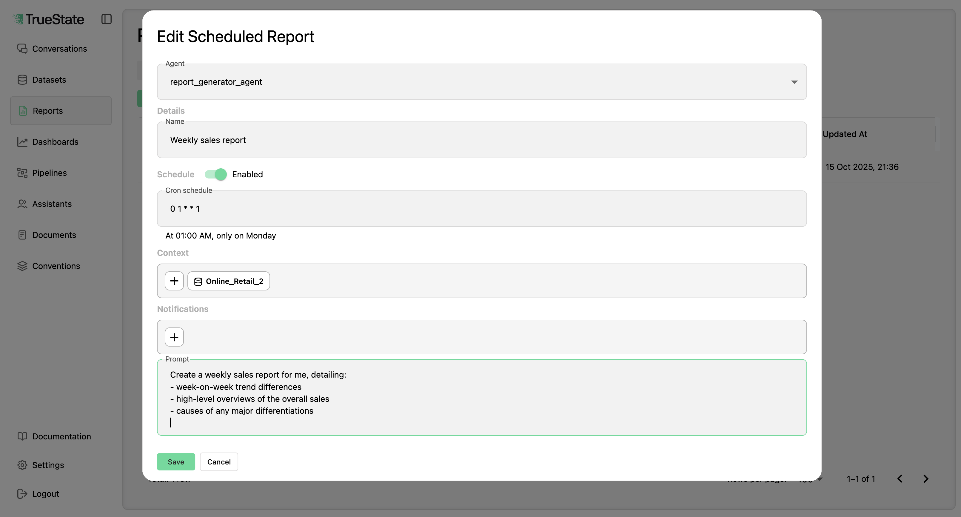 Automated weekly report with AI-generated insights